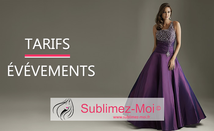 Tarifs et forfaits de conseil événementiel pour soirée spéciale, coaching shopping et choix de robe de bal ou de soirée gala